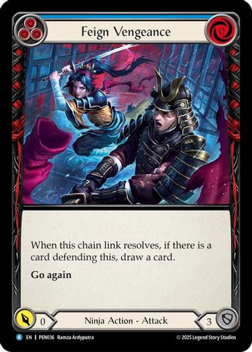 [FAB19 1st][PEN-036](R) Feign Vengeance (Blue) (Rainbow Foil)