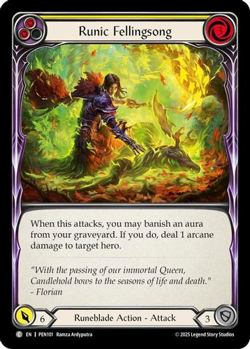 [FAB19 1st][PEN-101](C) Runic Fellingsong (Yellow) (Rainbow Foil)