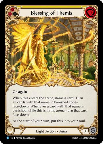 [FAB19 1st][PEN-182](R) Blessing Of Themis (Yellow) (Rainbow Foil)