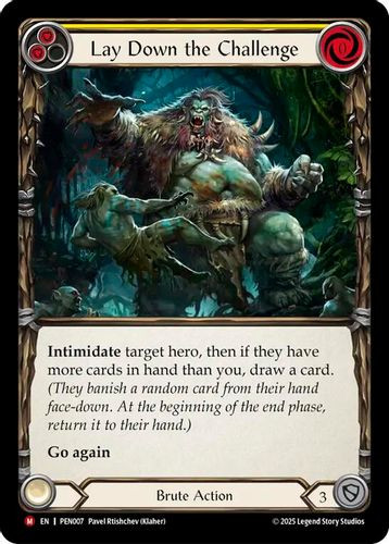 [FAB19 1st][PEN-007](M) Lay Down The Challenge (Yellow) (Extended Art) (Rainbow Foil)