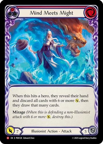 [FAB19 1st][PEN-128](M) Mind Meets Might (Red) (Extended Art) (Rainbow Foil)