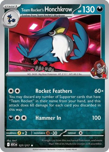 |ME02A|[ASC-127/217](R) Team Rocket's Honchkrow {Holo}