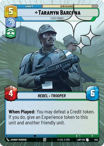[07-LAW-EN-0542](U) Taramyn Barcona - Eyes Front! (Hyperspace) (Foil)