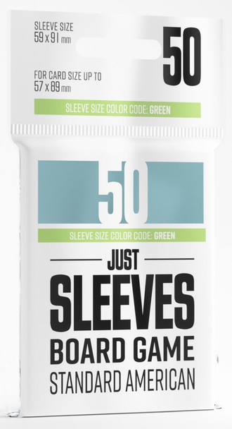 Gamegenic Just Sleeves - Size Code GREEN Standard American-Sized (59 x 91mm) (50Pk)