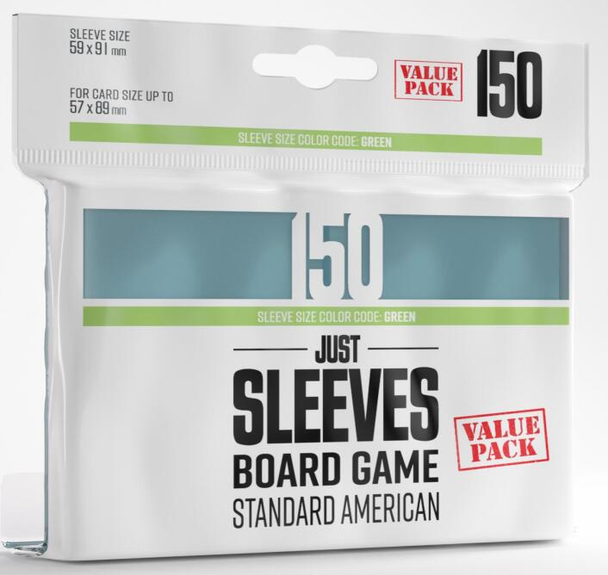 Gamegenic Just Sleeves - Size Code GREEN Standard American-Sized (59 x 91mm) (150Pk)