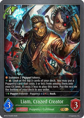 [BP16-P03EN](PG) Liam, Crazed Creator (Premium Foil)