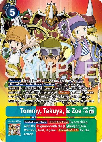 [AD01-020](R) Tommy, Takuya, & Zoe (1 Star Alternate Art) (Foil)