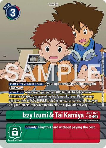 [AD01-022](R) Izzy Izumi & Tai Kamiya (1 Star Alternate Art) (Foil)