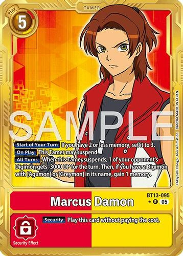 [BT13-095](R) Marcus Damon (AD01 Reprint) (1 Star Gold Frame) (Foil)