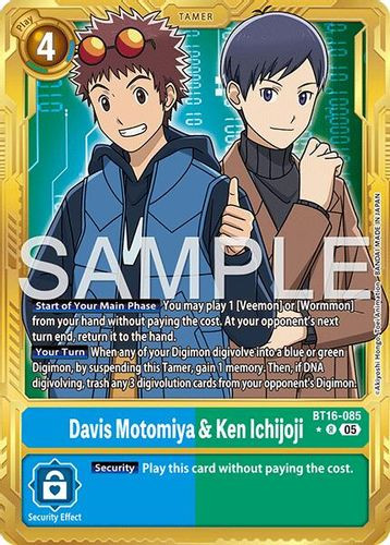 [BT16-085](R) Davis Motomiya & Ken Ichijoji (AD01 Reprint) (1 Star Gold Frame) (Foil)