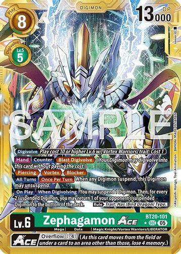 [BT20-101](SEC) Zephagamon ACE (AD01 Reprint) (1 Star Gold Frame) (Foil)