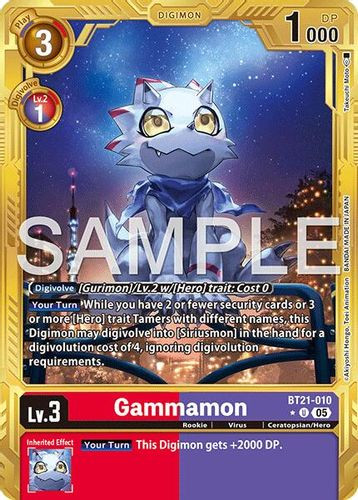 [BT21-010](U) Gammamon (AD01 Reprint) (1 Star Gold Frame) (Foil)