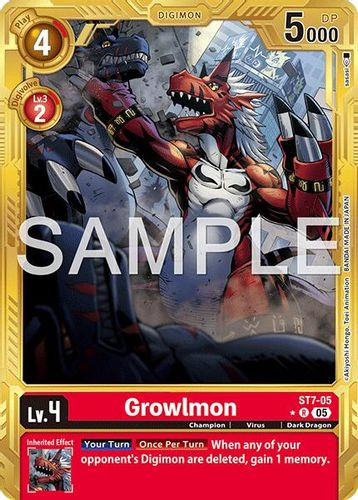 [ST07-05](R) Growlmon (AD01 Reprint) (1 Star Gold Frame) (Foil)