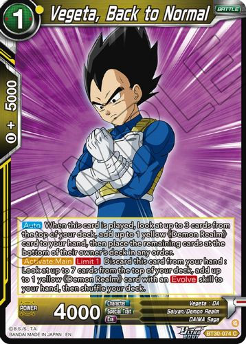 [BT30-074](C) Vegeta, Back to Normal
