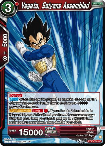 [BT30-009](UC) Vegeta, Saiyans Assembled (Foil)