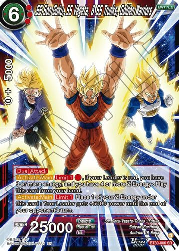 [BT30-006](SR) SS Son Goku, SS Vegeta, & SS Trunks, Golden Warriors (Foil)