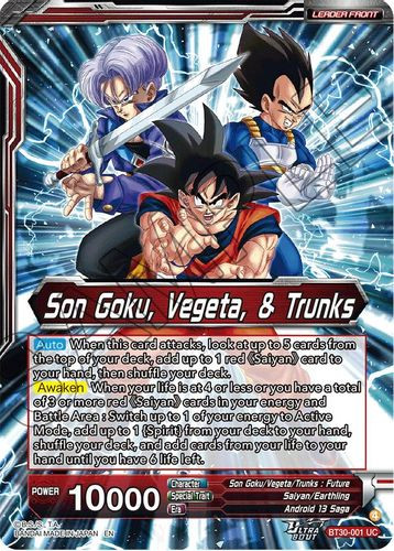 BT30-001](SLR) Son Goku, Vegeta, & Trunks // Super Saiyans United