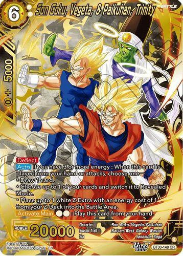 [BT30-148](CR) Son Goku, Vegeta, & Paikuhan, Trinity (Foil)