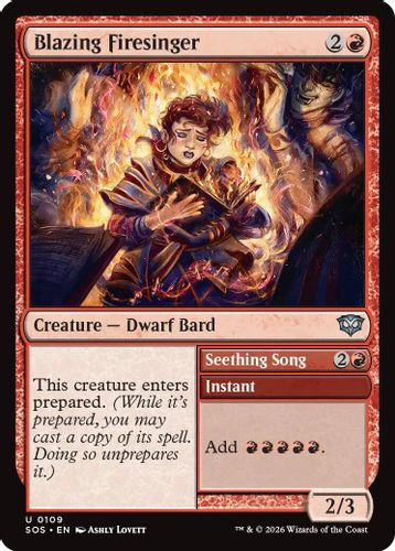 [SOS-0109](U) Blazing Firesinger // Seething Song (Foil)