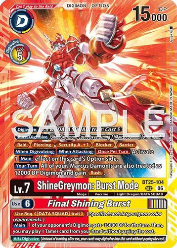 [BT25-104](SEC) ShineGreymon: Burst Mode // Final Shining Burst (Foil)
