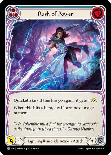 [FAB20 1st][OMN-070](C) Rush Of Power (Blue) (Rainbow Foil)
