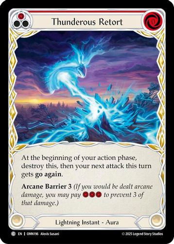 [FAB20 1st][OMN-196](C) Thunderous Retort (Red) (Rainbow Foil)