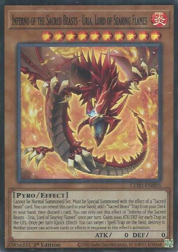 [CORI-EN005] Inferno of the Sacred Beasts - Uria, Lord of the Searing Flames (Super Rare)<1st>