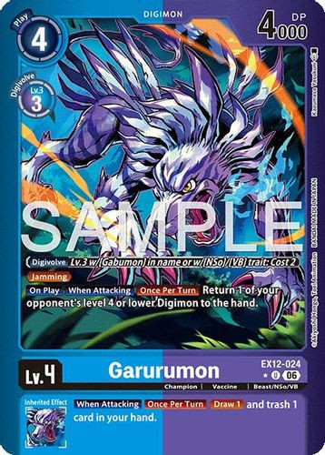 [EX12-024](U) Garurumon (1 Star Color Frame) (Foil)