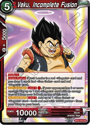 [BT31-013](UC) Veku, Incomplete Fusion (Foil)