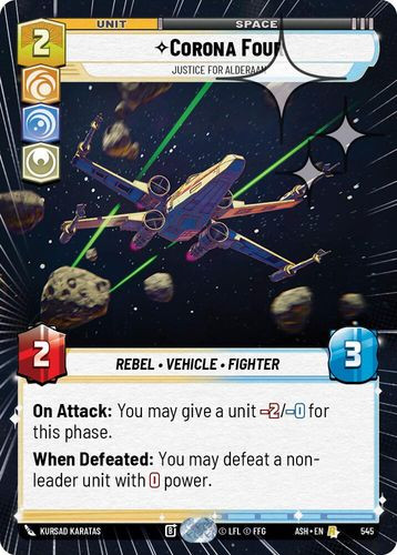 [08-ASH-EN-0545](R) Corona Four - Justice for Alderaan (Hyperspace) (Foil)