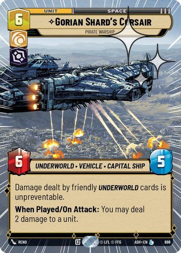 [08-ASH-EN-0698](L) Gorian Shard's Corsair - Pirate Warship (Hyperspace) (Foil)