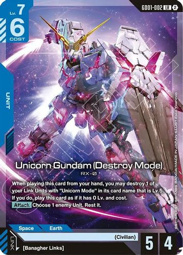 [GD01-002](LR) Unicorn Gundam (Destroy Mode) {SC01 Ver.} {Block 2}