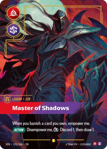 |RB04|[VEN-191*/166](ON) Zed - Master of Shadows {Signature} {Foil}