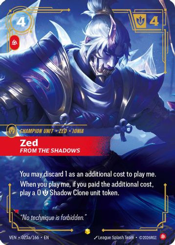 |RB04|[VEN-023a/166](AA) Zed - From the Shadows {Alt Art} {Foil}