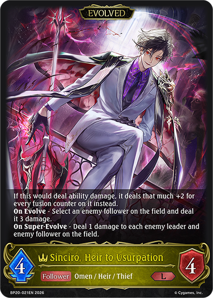 [BP20-021EN](L) Sinciro, Heir to Usurpation (Evolved)