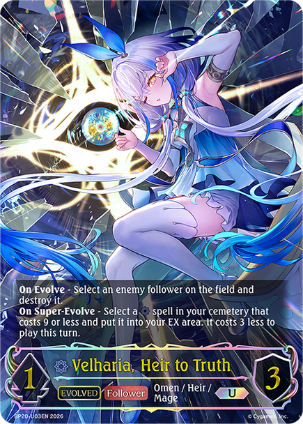 [BP20-U03EN](U) Velharia, Heir to Truth (Evolved) (Ultimate Foil)