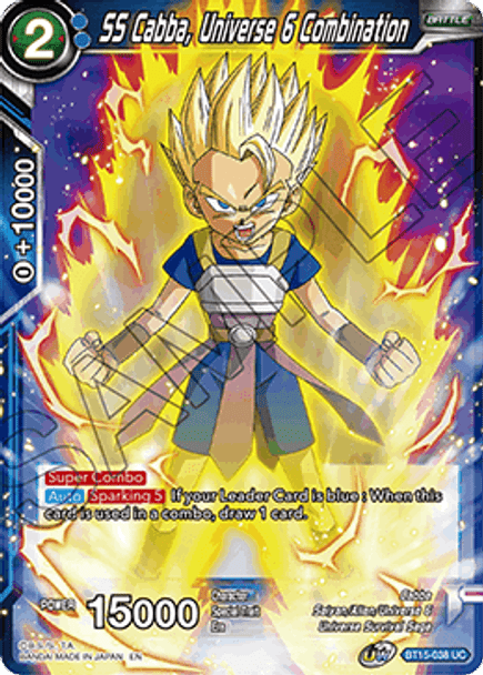 BT15-038UC SS Cabba, Universe 6 Combination (Prerelease Stamped)