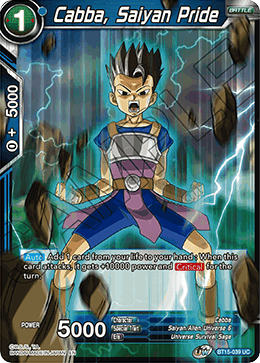 BT15-039UC Cabba, Saiyan Pride (Prerelease Stamped)