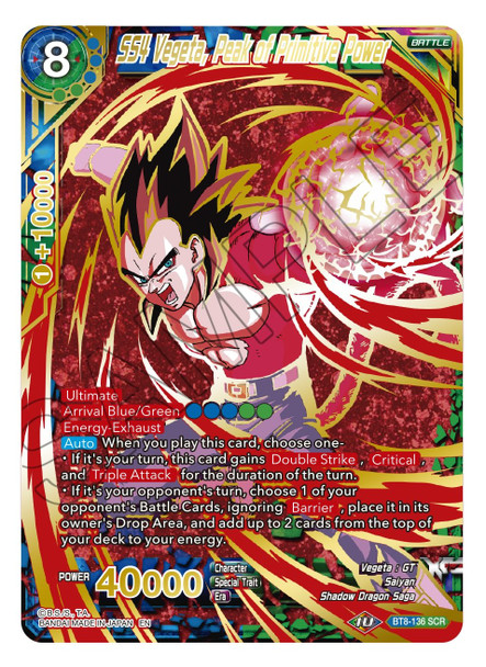 BT08-136SCR SS4 Vegeta, Peak of Primitive Power (Mythic Alt Art Foil)