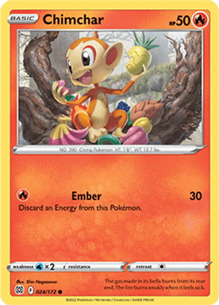 [SWSH09][BRS-024/172C] Chimchar (Reverse Holo)