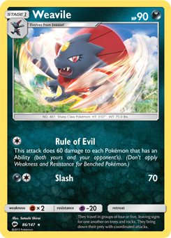 SM03-BUS-086/147R Weavile (Reverse Holo)