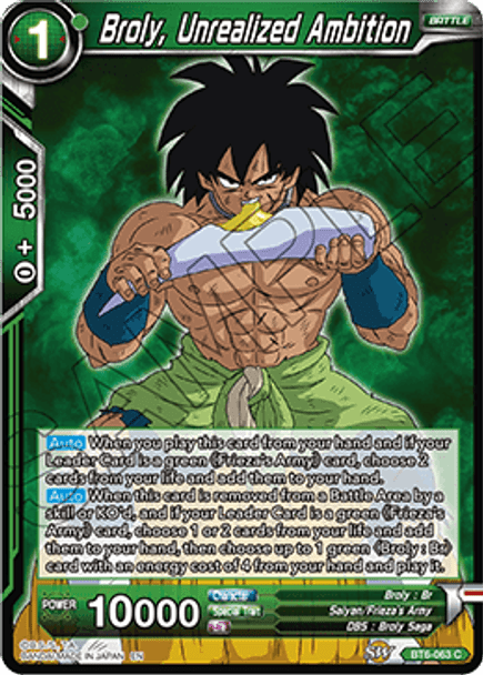 BT06-063C Broly, Unrealized Ambition