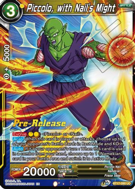 BT17-090UC Piccolo, with Nail's Might (Prerelease Stamp)