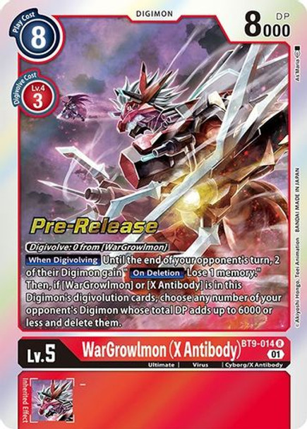 BT09-014R WarGrowlmon (X Antibody) (Prerelease Stamp) (Foil)