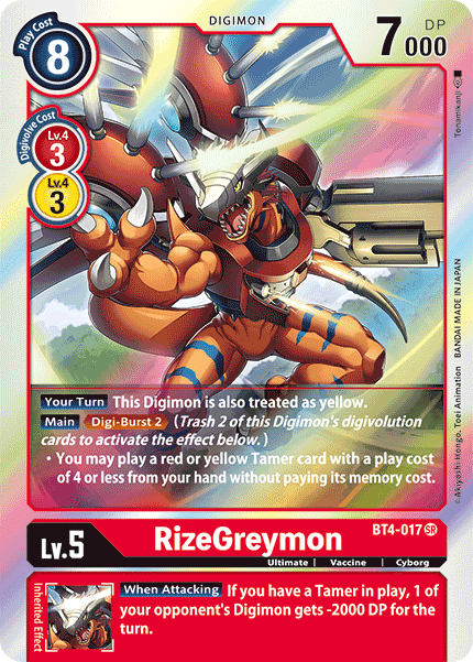 BT04-017SR RizeGreymon (Foil) - Grand J Games