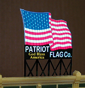 Micro Structures N 9482 Patriot Flag Co. Animated Neon Billboard