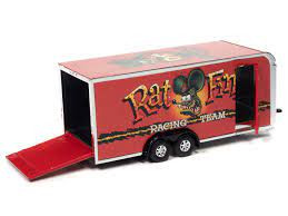 Auto World 1:64 Rimorchio Chiuso Rat Fink - Hobby Rosso Esclusivo - AWSP093