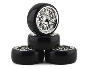 Integy #INTC23239 "Type II" Drift Wheels and Tires (Chrome 4)
