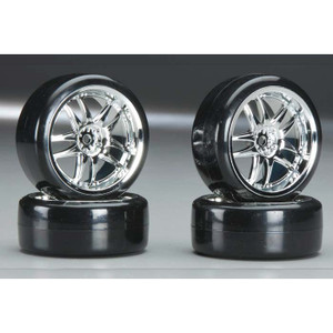 Integy #INTC23240 "Type III" Drift Wheels and Tires (Chrome 4)