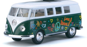 Kinsmart #5060WF VW Classical Bus -Dark Green Flower Power Kinsmart #5060WF VW Classical Bus -Dark Green Flower Power